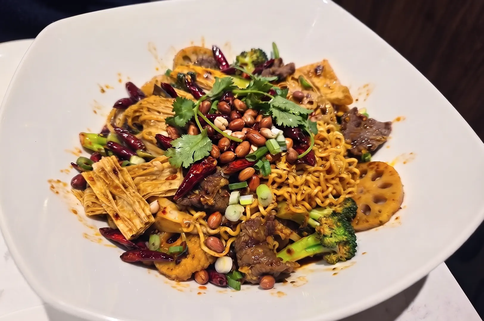 Signature Mala Xiang Guo dish at Green on Earth Vegetarian Cafe, Rail Mall.