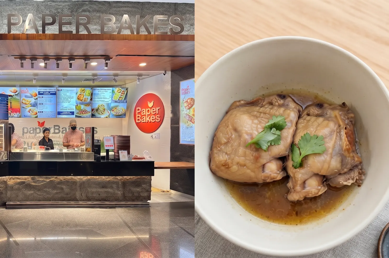 Paper Bakes storefront and a bowl of healthy Boneless Chicken Thigh Craft Meal.