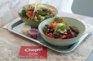 Healthy grain bowls with fresh toppings at Grain Traders Singapore restaurant.