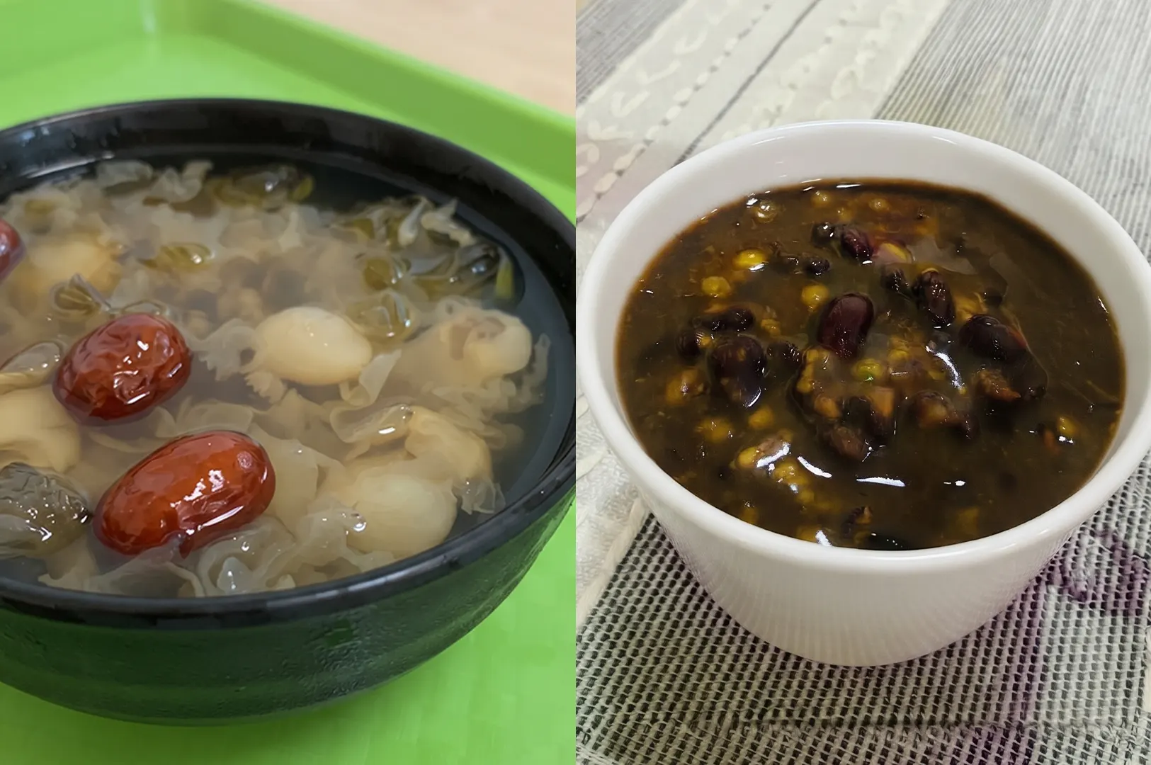 Peach Gum Cheng Tng and Red Bean soup desserts from Tracy Juice Culture.